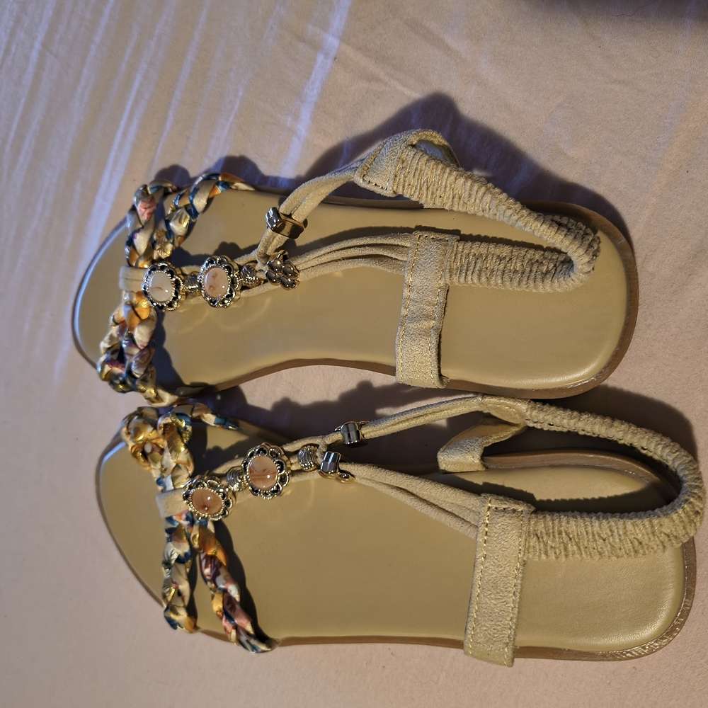 Elegant Beige and Multicolor Women's Sandals